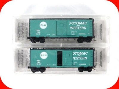 N Scale ***POTOMAC & WESTERN*** 2 Box Car Set #1983, 1993 - Micro Trains Special - Image 1 of 3