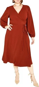 Women’s Wrap Dress plus size L (US20) NWT Hayden Sienna rustic red midi dress - Picture 1 of 12