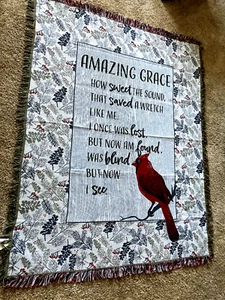 Virah Bella - Cardinals: Amazing Grace - Inspirational Tapestry Throw - 50"x60" - Picture 1 of 5