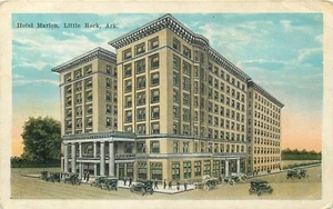 LITTLE ROCK, ARKANSAS - HOTEL MARION - CALLE CONCURRIDA - VISTA POSTAL ANTIGUA - Imagen 1 de 2