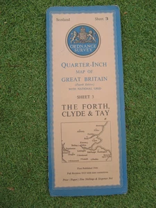 100% ORIGINAL FORTH CLYDE TAY SCOTLAND 1/4 SCALE MAP BY ORDNANCE SURVEY C1946 - Picture 1 of 3