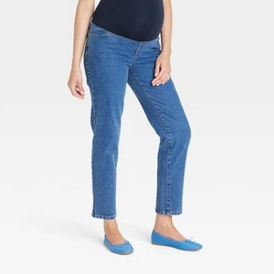 Over Belly High-Rise 90's Straight Maternity Pants - Isabel Maternity by Ingrid - Picture 1 of 12