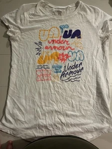 Under Armour Girls Youth “Crush Those Goals” Pink Logo Loose Fit T-Shirt YLG Nwt - Picture 1 of 3