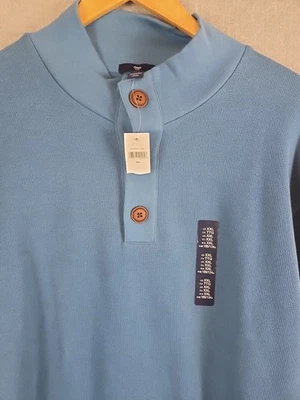 Camisa Gap Henley Para Hombres 2XL Manga Larga Acanalada Cómoda Azul Teal Preppy Suave NUEVA Foto 1 de 4