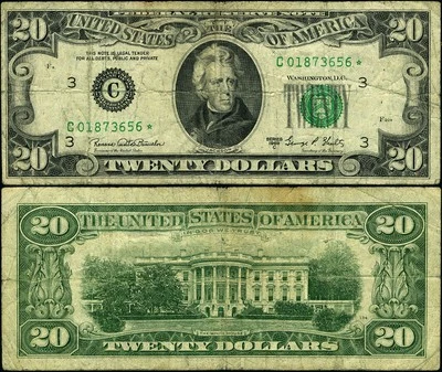 FR. 2070 C* $20 1969-C Federal Reserve Note Philadelphia C-* Block Fine Star - Image 1 of 3