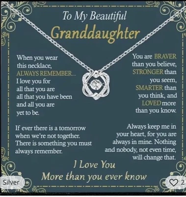 To My Granddaughter Necklace, Gift for Granddaughter, Silver Heart Necklace Gbox - Image 1 of 4