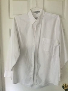 Geoffrey Beene Pinpoint Oxford White Button Long Sleeve Mens Size 16 1/2 34/35 - Picture 1 of 2