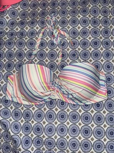 Traje de baño de bikini Victoria’s Secret Top/soporte acolchado rayas pastel talla 34 D - Imagen 1 de 23