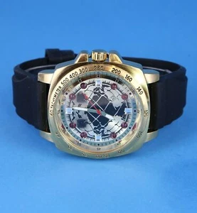 Montres Carlo Men's 48mm Japan Movement Gold Tone Silicone Band Watch - Picture 1 of 7