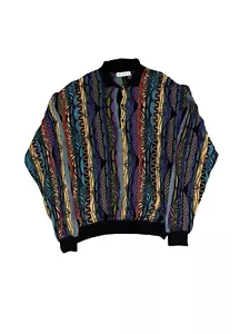 Vintage 3D Knit Sweater Men's XL Coogi Style Cosby St Croix Collar - Picture 1 of 3