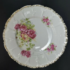 Vintage Germany  Red And Pink Roses With Gold Trim Plate   8½" - Picture 1 of 5