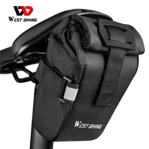 WEST BIKING Bicycle Saddle Bag Waterproof Reflective Bike Seat Tail Bag Black - Picture 1 of 14