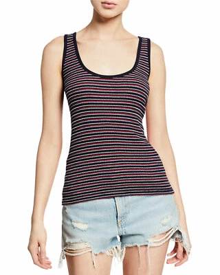 RAG & BONE Navy Blue Red White ARIA Striped Thermal Cotton Slim Tank Top M = 6/8 - Image 1 of 4