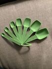 Vintage Tupperware Complete Set Of Seven Measuring Spoons On Ring Green