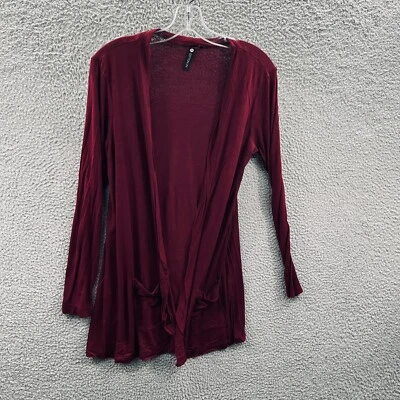 Cotton On Women Cardigan M Burgundy Open Front Pocket Lightweight Layering Drape - Imagem 1 de 4