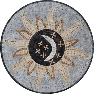 Mosaic Marble Moon And Sun Art Medallion Home Pool Design Floor - Picture 1 of 1