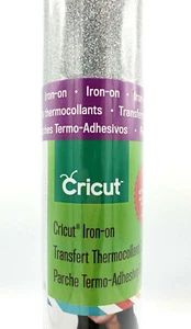 NEW Cricut 12" Iron-On Metallic Vinyl Roll - SILVER GLITTER - 12" x 19" - Picture 1 of 5