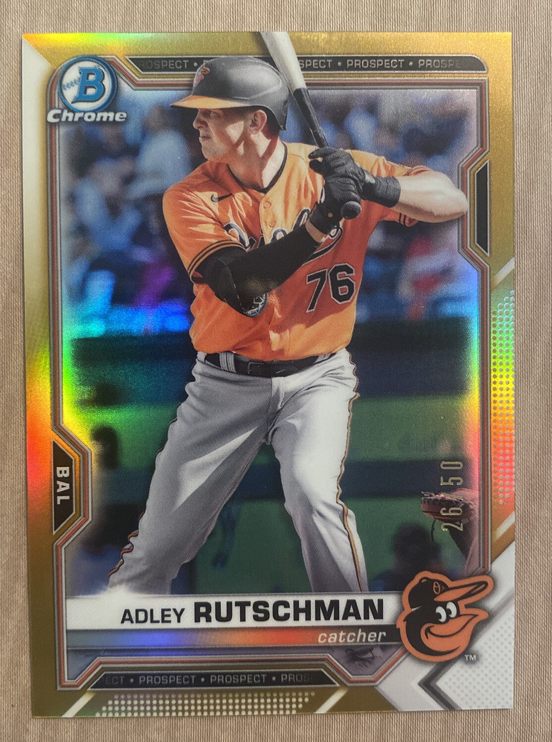 Adley Rutschman 2021 Bowman Chrome BCP-241 Prospect Gold Refractor RC 26/50