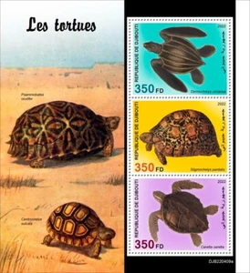 Turtles MNH Stamps 2022 Djibouti Miniature Sheet 3 Stamps - Picture 1 of 1