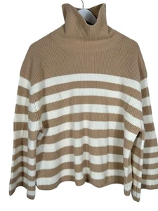 J. Crew Wool & Recycled Cashmere Relaxed Turtleneck Striped XL Oversized - Picture 1 of 12