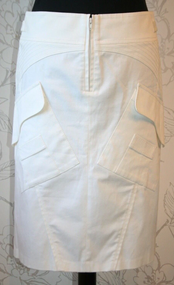 Falda ALESSANDRO DELL'ACQUA Ranura Alta Elastizada-Algodón Bolsillos/Hebillas Blanca IT40. Foto 1 de 4