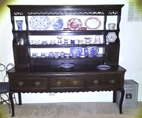 Antique Georgian Oak Wood Welsh Dresser & Plate Rack Sideboard Hutch Gigantic Cover