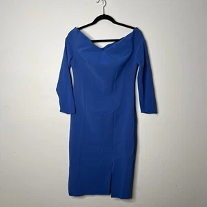 Vestido Chiara Boni Talla 48 US12 Grande Azul Hombro Descubierto Elástico - Imagen 1 de 7