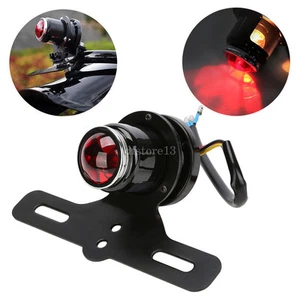 Feu arrière stop rond fixation plaque Pour moto café racer custom boober Harley - Picture 1 of 12