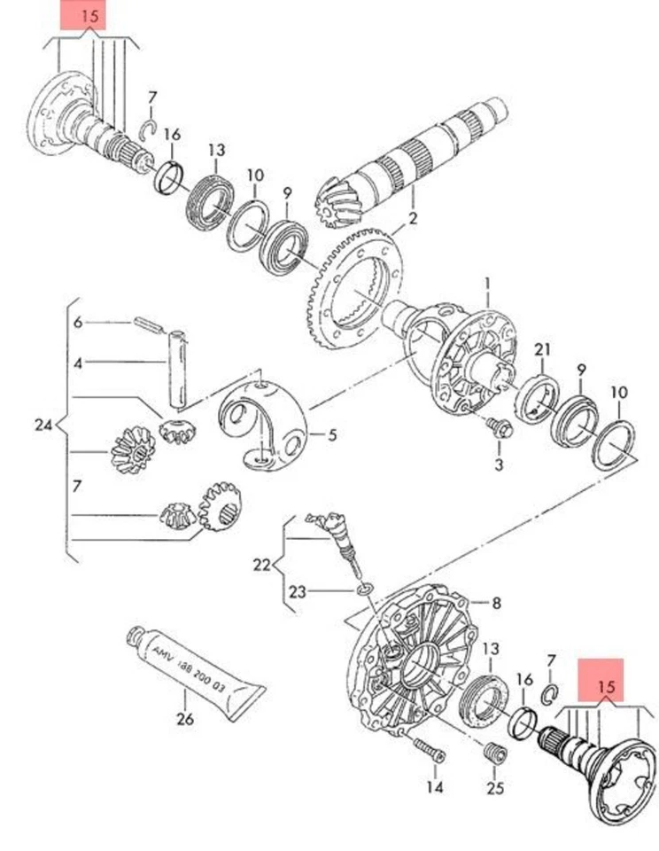 Genuine AUDI A4 Avant S4 Quattro Cabrio Flanged Shaft 012409343AB - Image 1 of 1