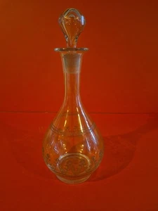 Decanter in vetro stile edoardiano inciso trasparente con tappo vintage - Foto 1 di 7