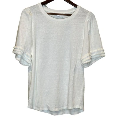 Top para mujer Chicos 95 % lino marfil manga corta flecos talla 1 mediano (8-10) Foto 1 de 4