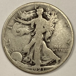 1921 Walking Liberty Half .50. Very Good. - Bild 1 von 3