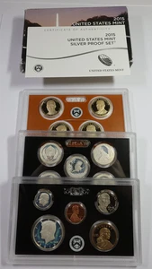 2015 S Complete US Mint Silver Proof 14 Coin Set with Box & COA #55439W - Picture 1 of 9