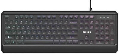 PHILIPS UltraSlim USB Keyboard Low-Profile Wired PC Keyboard RGB Backlit SPK8294 - Image 1 of 4