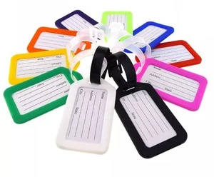Plastic Luggage ID Tags - Set of 4 Travel Labels - Multicoloured Tag's Baggage - Picture 1 of 5
