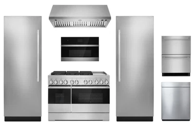 JennAir Noir 48" DF Estufa y Campana 30" Columnas Nevera/Congelador Lavavajillas Cajones Foto 1 de 4