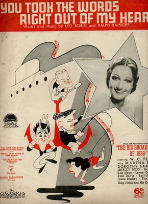 YOU TOOK THE WORDS RIGHT OUT OF MY HEART - Dorothy Lamour - 1937 UK Sheet Music - Image 1 of 2