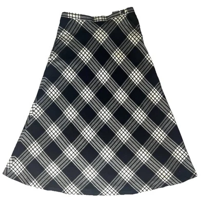 VTG Ralph Lauren 100% Wool Skirt Black White Sz 10 Maxi Tartan Plaid A Line READ - Image 1 of 4