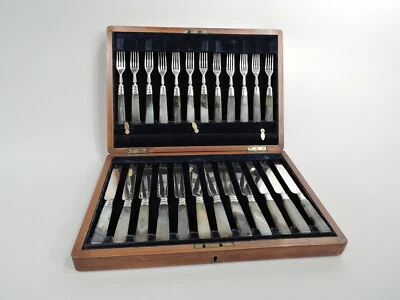 Juego de frutas Jorge IV Georgian Regency cuchillo tenedor inglés plata esterlina ágata Foto 1 de 4