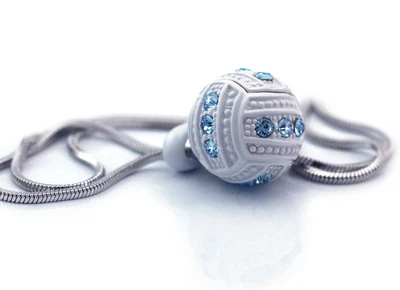 Collar colgante con encanto deportivo pelota voleibol azul aguamarina regalo para mamá niña Foto 1 de 3