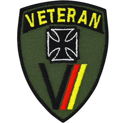 Aufnäher Veteran Militär Iron cross Aufbügler Biker Patch Deutschland 50x70mm