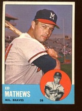1963 Topps Baseball Card #275 Ed Mathews NRMT