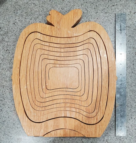 Apple Shaped Folding Collapsible Wooden Basket Fruit Bowl Trivet Country Décor Cover