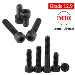 12.9 High Tensile M10 Allen Key Socket Cap Head Screw Bolt 8-300mm DIN 912 Black - Picture 1 of 6