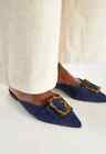 WOMENS LADIES  FAUX SUEDE BLUE  SLIP ON FLAT  SHOES POINTED TOE UK SHOES