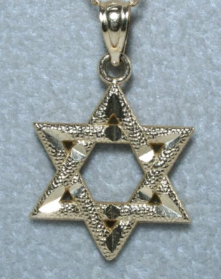 10K Yellow Gold Star of David Jewish Magen Religious Pendant 18" Chain - Image 1 of 4