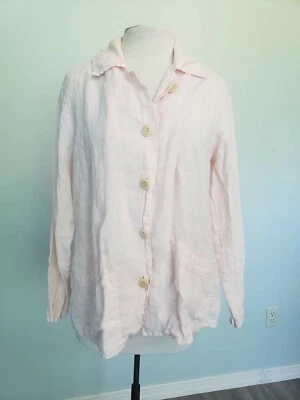 Vtg Flax Engelhart Womens S Jacket Blazer 100% Linen Lagenlook Pink Coastal - Image 1 of 4