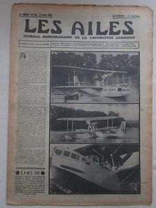 AILES 1935 721 HYDRAVION CAMS 110 AVION MARIN AVIETTE ITALIA POU CAUDRON AIGLON - Picture 1 of 7