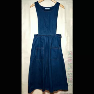 OSHKOSH B'GOSH DENIM APRON DRESS Vintage Pinafore Pullover Midi Taschen 90er RAR - Bild 1 von 13