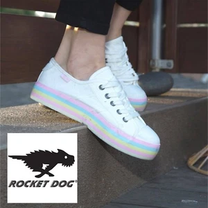 Womens Rocket Dog Magic Lace Up Flat Wedged Trainers White Size UK5 RRP £42 - Picture 1 of 7